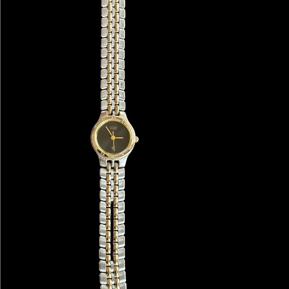 Citizen ladies two-tone black face watch with Roman numerals bezel - Picture 6 of 7